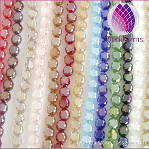wholesale factory price mix color 8mm AB faceted button crystal glass beads